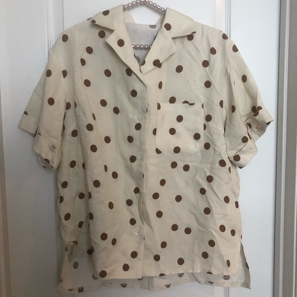 Linen polka dot top Sz.M
